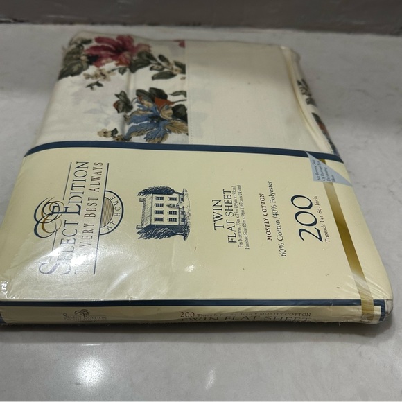 Vintage Twin Flat Sheet Cotten Blend Floral Select Edition 200 Thread Count NEW - Picture 9 of 11